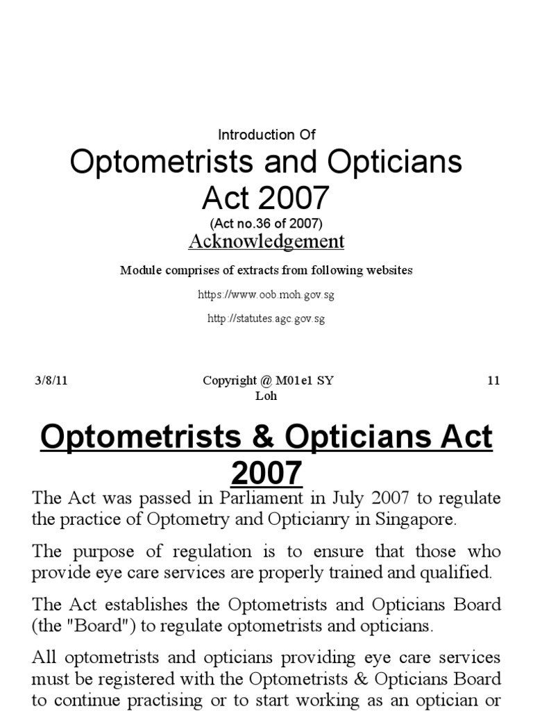 M01e1-Introduction of Optometrists & Opticians Act 2007 Presentation ...
