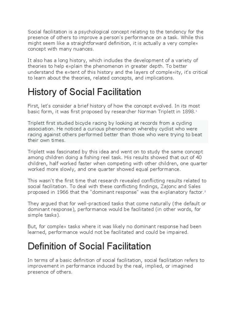 History of Social Facilitation | PDF | Psychological Concepts | Human