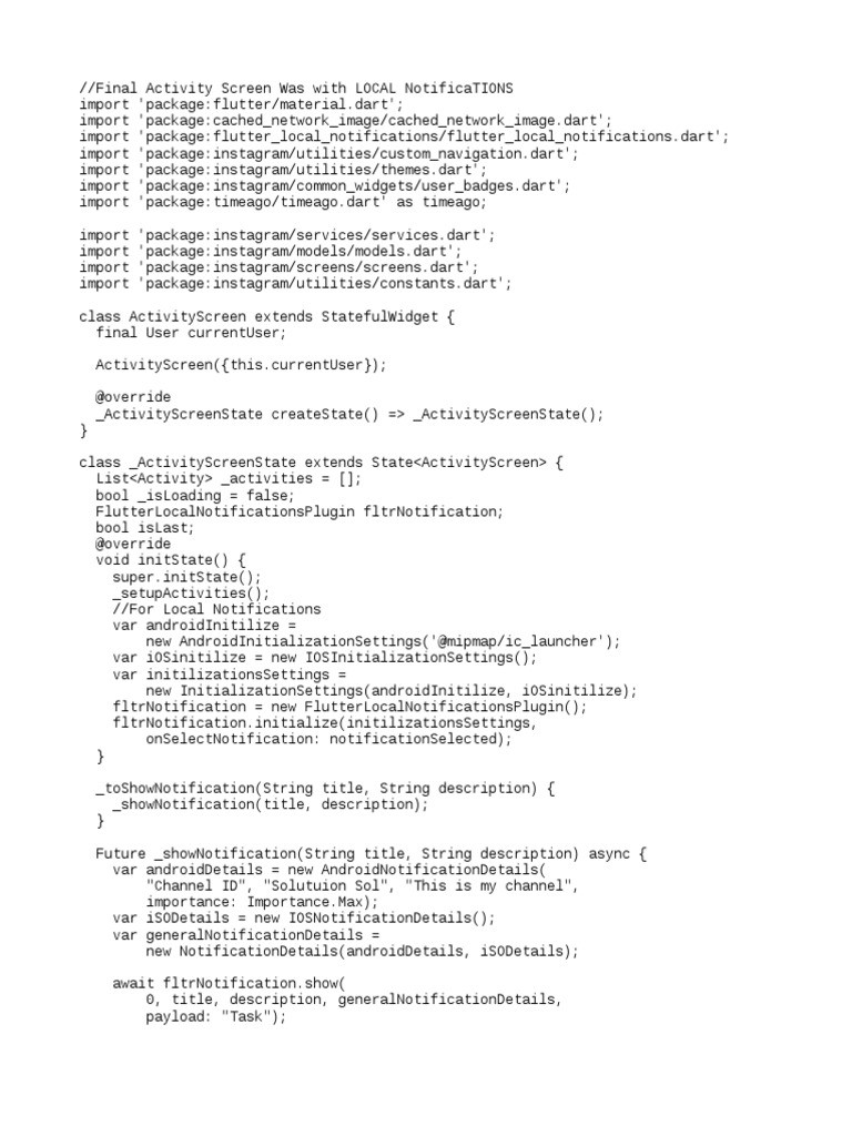 Notification in Flutter | Download Free PDF | Computer Programming ...