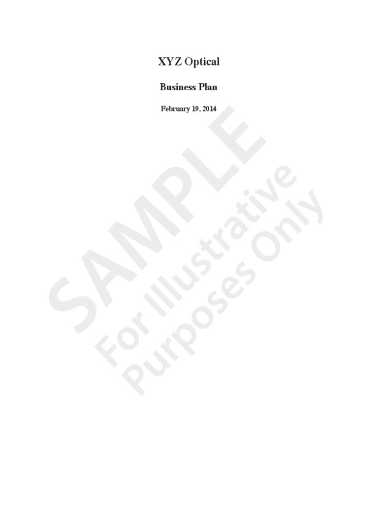 XYZ Optical Business Plan for Optical Store Acquisition PDF Glasses