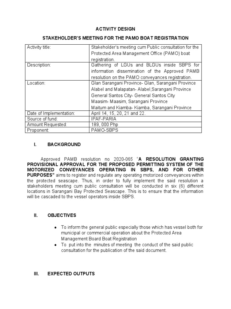 Stakeholder Meeting for Boat Registration | PDF | Business