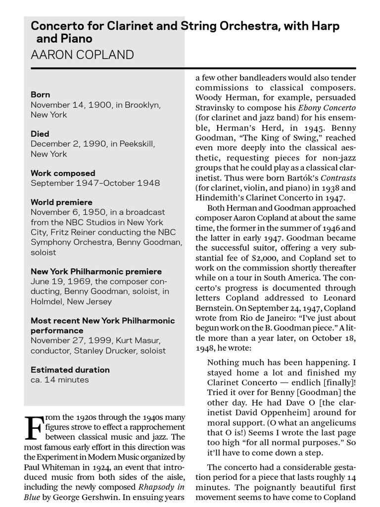 Copland Concerto PDF Classical Music Compositions For