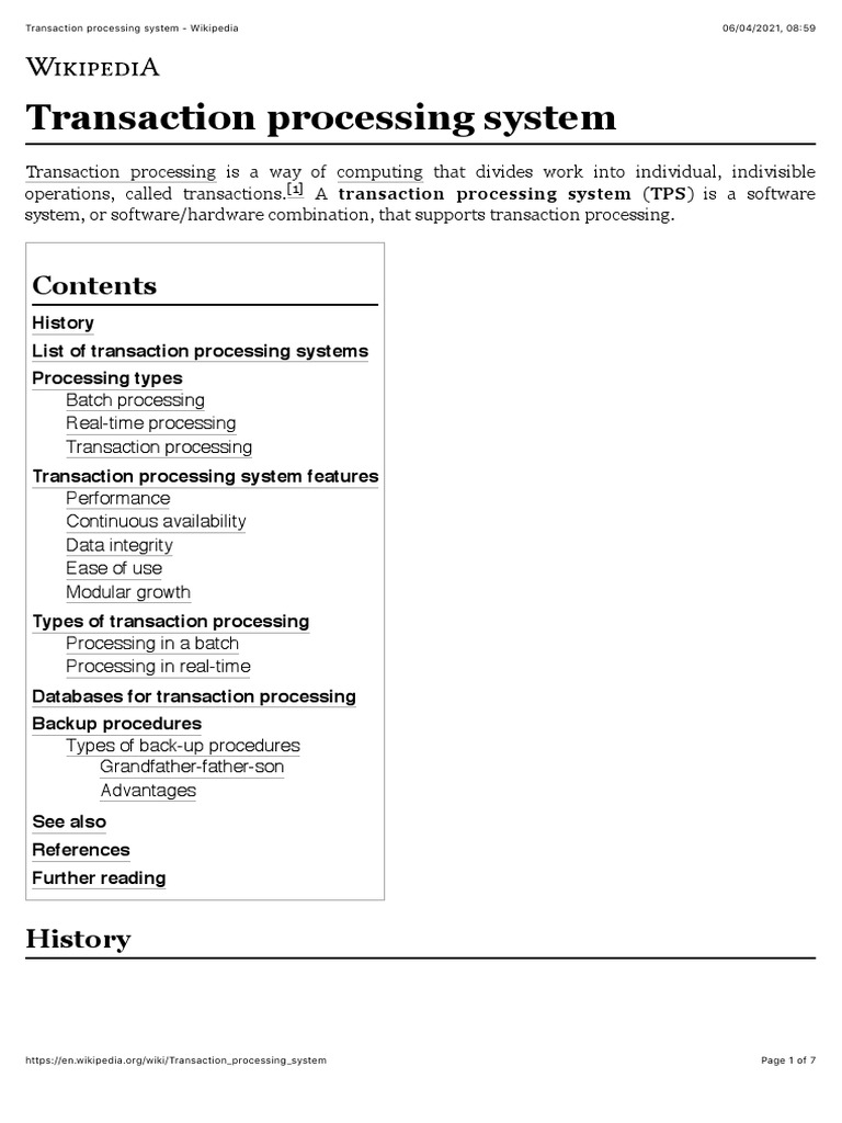 Transaction Processing System - Wikipedia | PDF | System Software ...