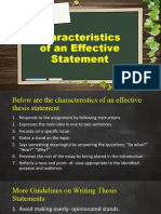 Characteristics of A Thesis Statement