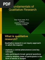 Fundamentals of Qualitative Research: Shah Ehsan Habib, Ph.D. Professor Department of Sociology University of Dhaka