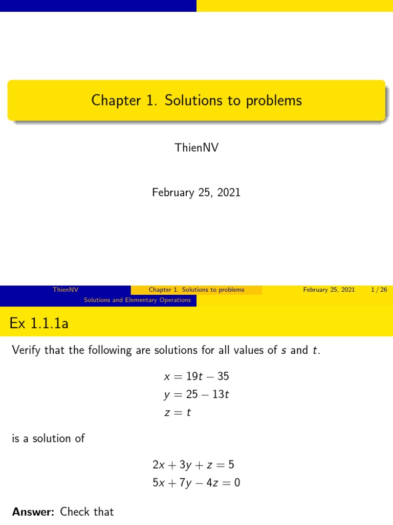 Solutions to Linear Equations | PDF | System Of Linear Equations ...