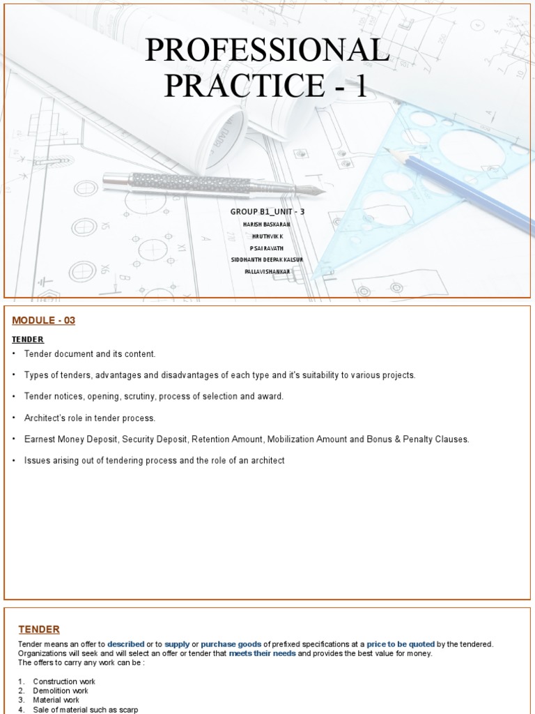 Tender Process and Types of Tenders PDF Specification (Technical