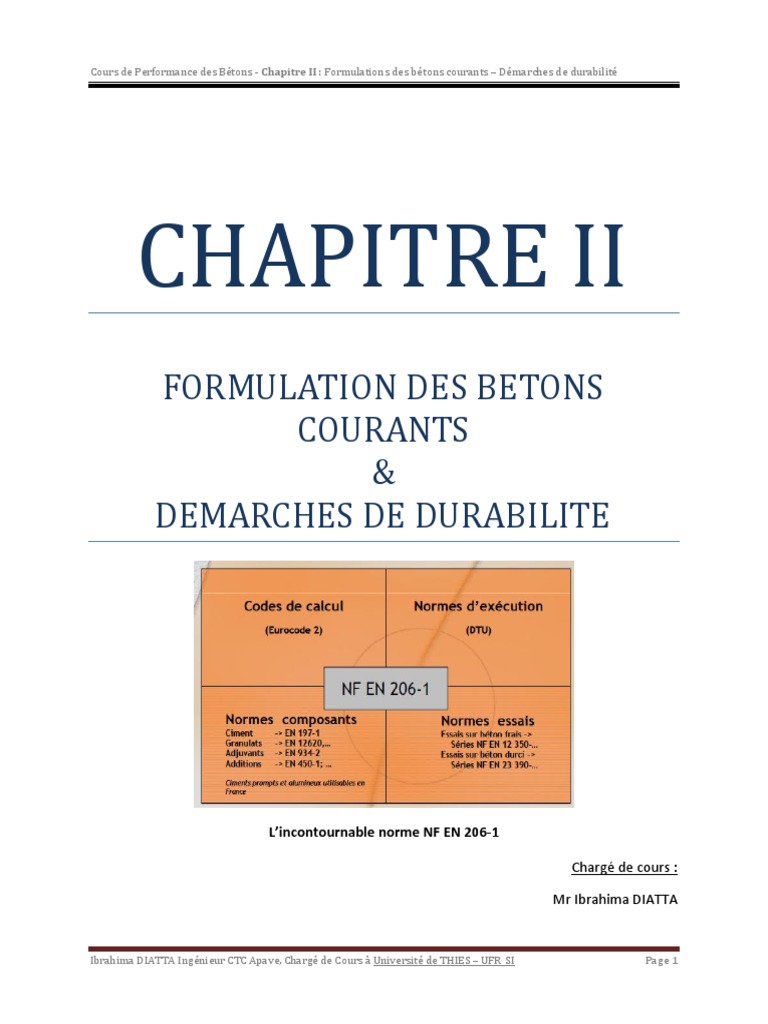 Dosage Béton Avec Mélange Sable Gravier Pdf CHAP - II Formulation de Béton | PDF | Béton | Ciment