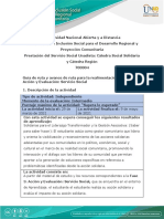 CATEDRA SOCIAL SOLIDARIA Y CATEDRA REGION Guía de Ruta y Avance de Ruta Para La Realimentación - Fase 3 - Acción y Evaluación