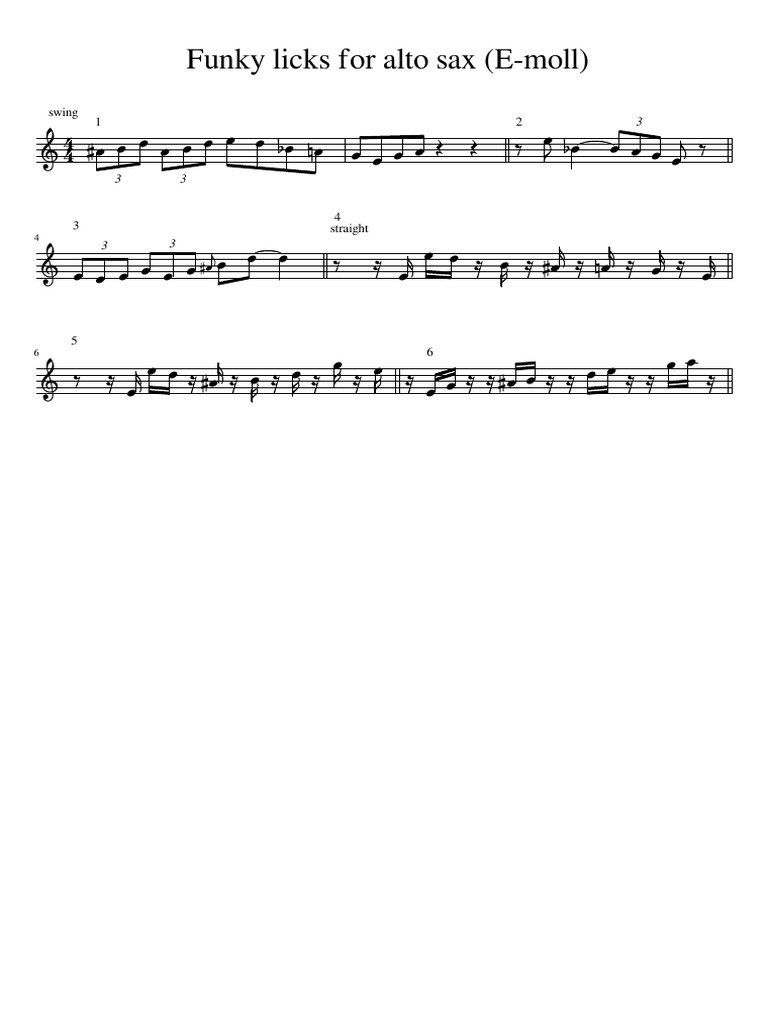 Funky Licks For Alto Sax | PDF