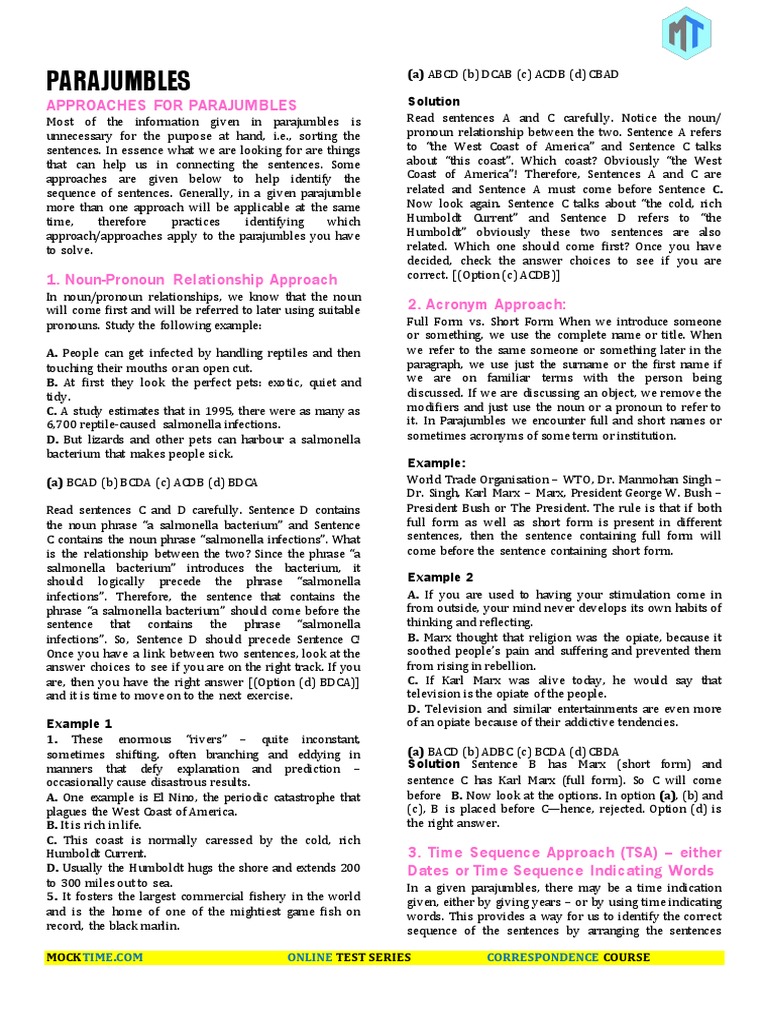 Bank PO English Parajumbles OP Chapterwise | PDF | Sentence (Linguistics)