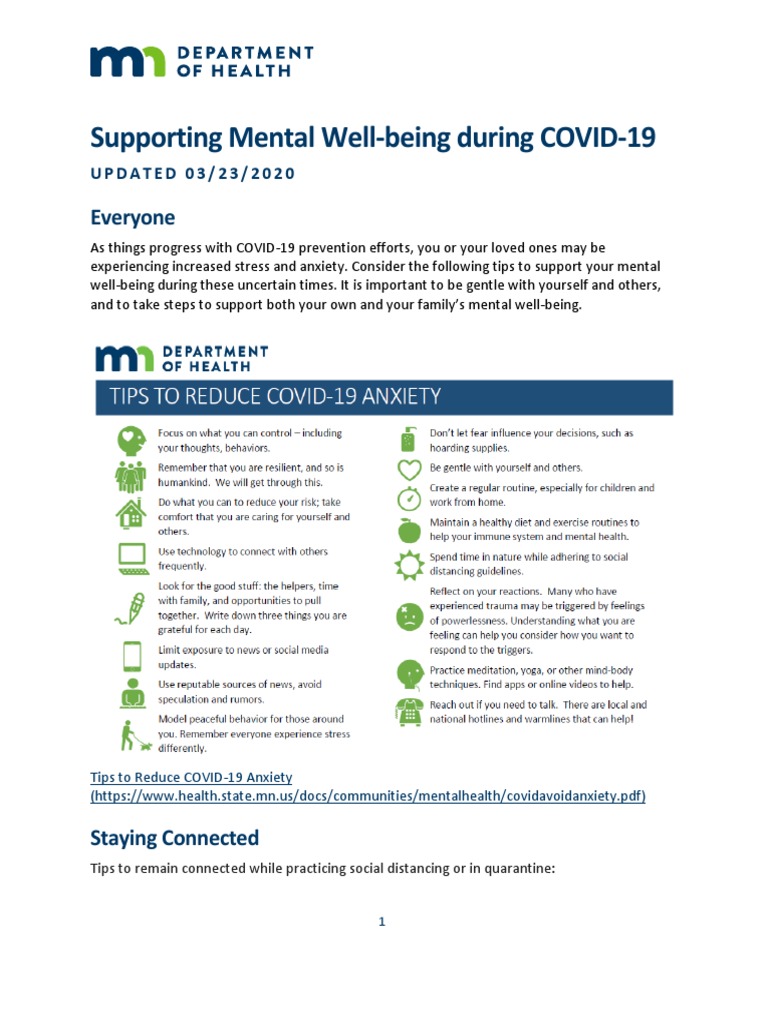 Supporting Mental Well-Being During COVID-19 | PDF | Mental Health ...