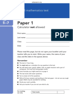 KS3 Year 8 Maths 2011 - Paper 1 - Level 5-7