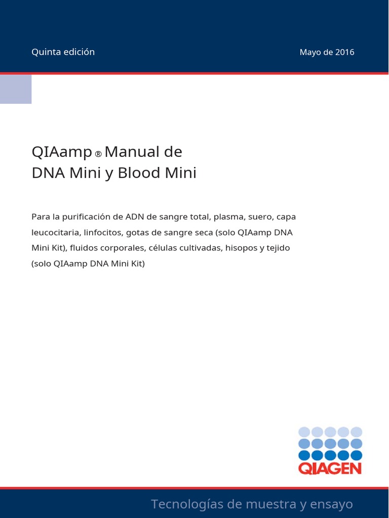 Qiagen DNA Mini Kit Handbook En.es PDF Virus Adn