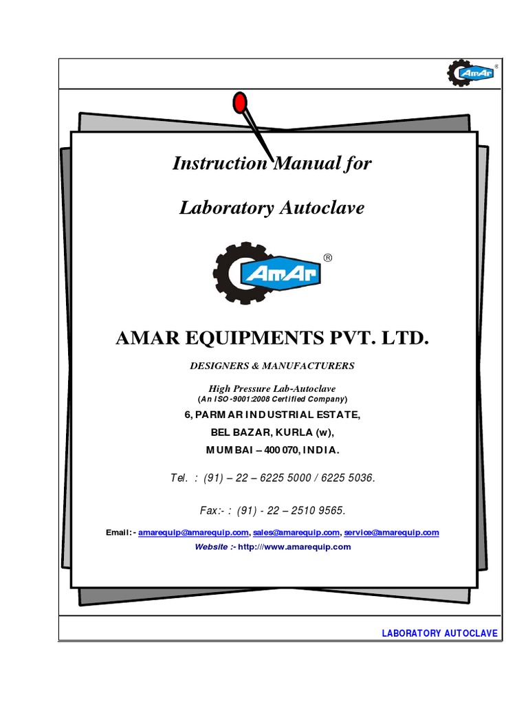 Autoclave Instruction Manual PDF Electric Motor Valve