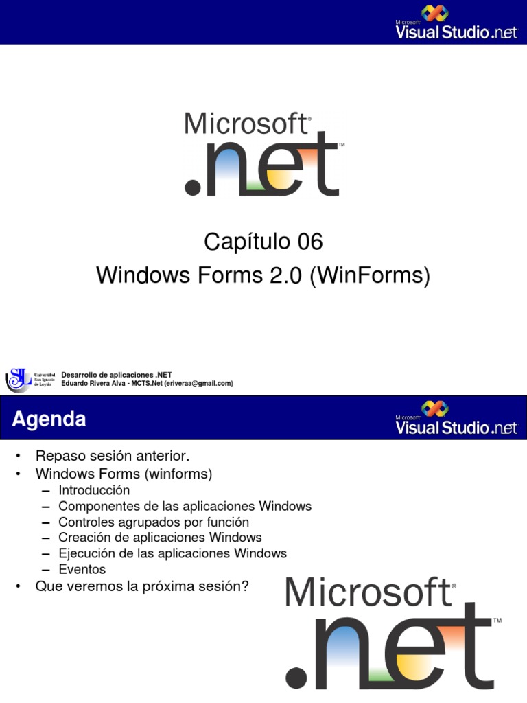 Sesión 06 Windows Forms Pdf Net Framework Microsoft Windows