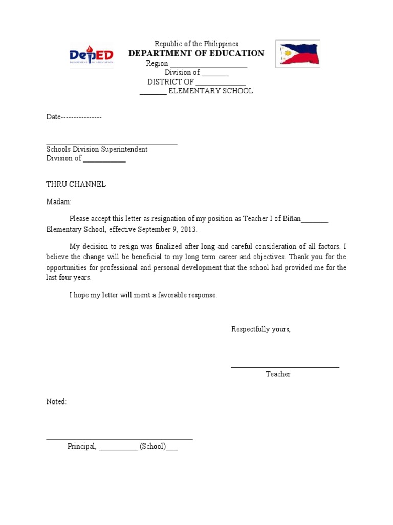 Resignation Letter Pdf