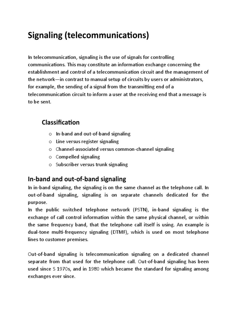 Signaling Classification PDF Signaling