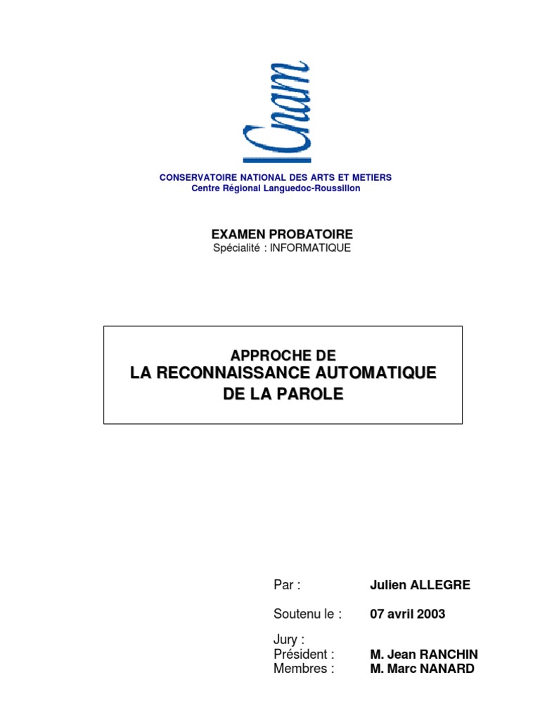 Rapport 58 | PDF | Reconnaissance automatique de la parole | Lexique