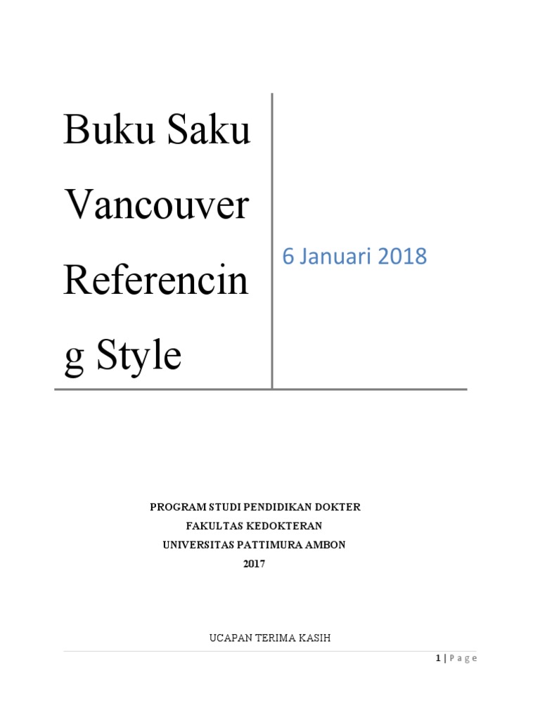 Panduan Sitasi Gaya Vancouver | PDF | Ilmu Sosial | Seni & Disiplin Bahasa