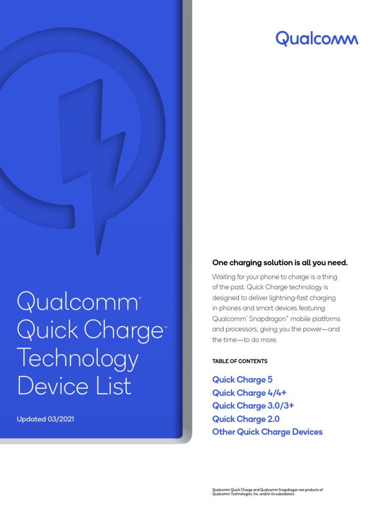 Quick Charge Device List | PDF | Battery Charger | Information Appliances
