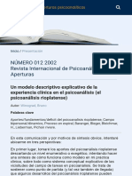 WINOGRAD, B. Un Modelo Descriptivo Explicativo de La Experiencia Clinica en Psicoanalisis (El Psicoanalisis Rioplatense)