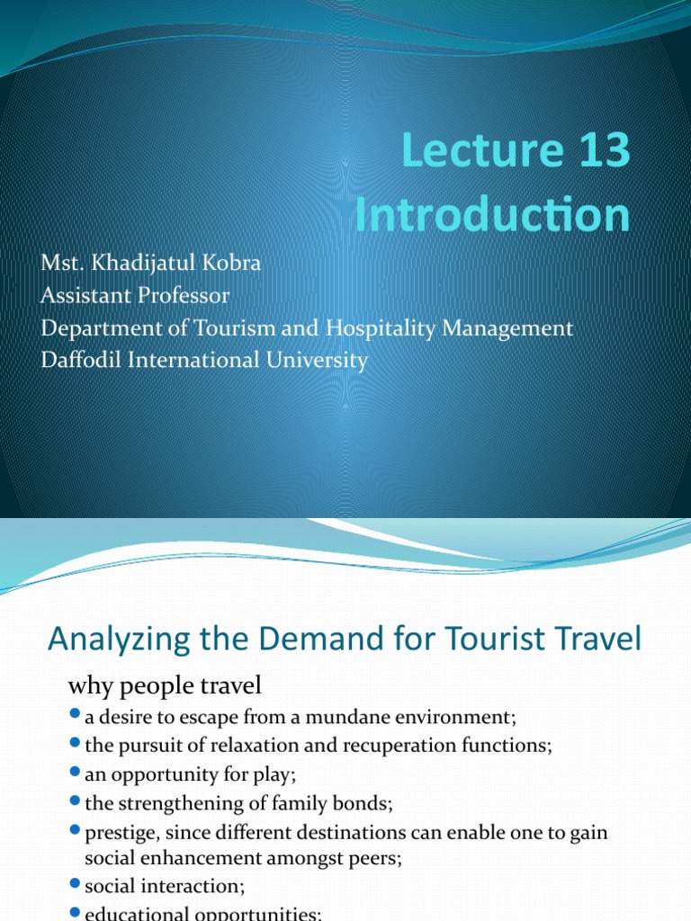 Lecture-12, Analysing The Demand For Tourist Travel | PDF