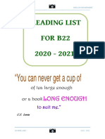 Reading List For B22 2020 - 2021: "You Can Never Get A Cup of