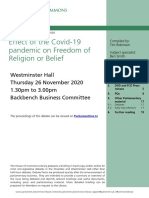 Effect of The Covid-19 Pandemic On Freedom of Religion or Belief