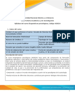 Diagnósticos psicológicos UNAD: evaluación y diagnóstico