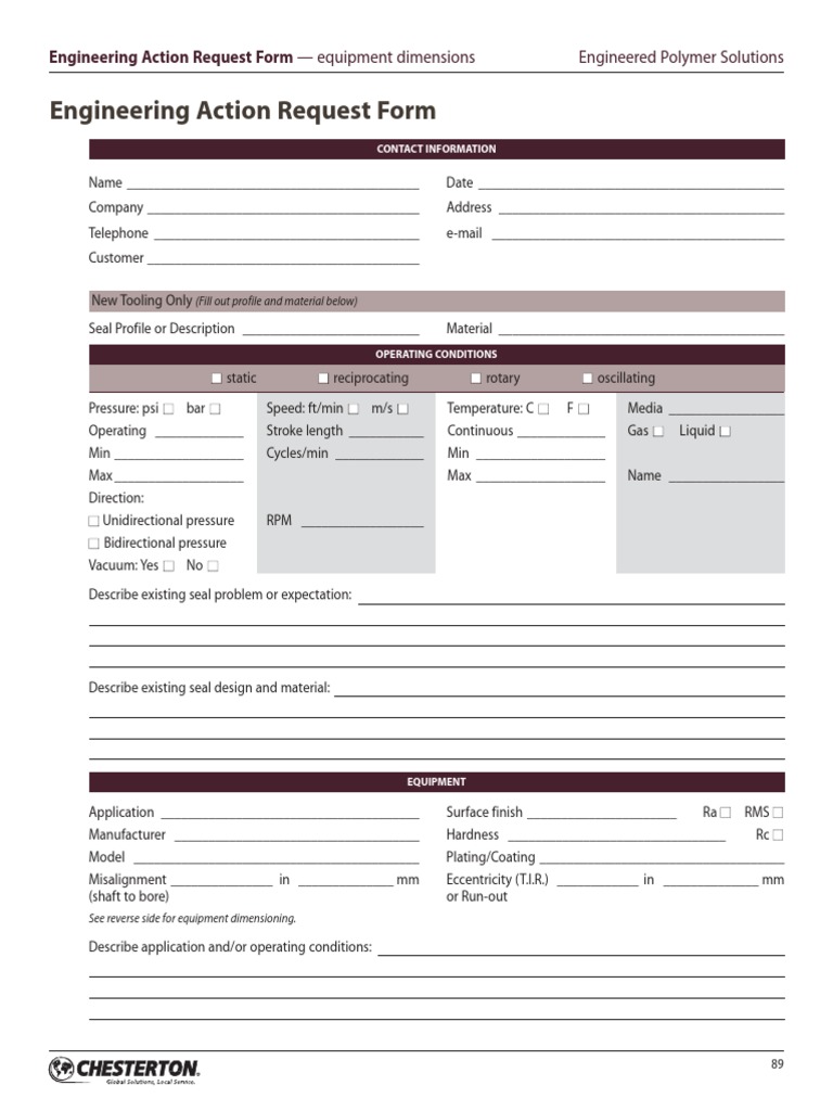 Engineering Action Request Form | PDF | Piston | Pressure