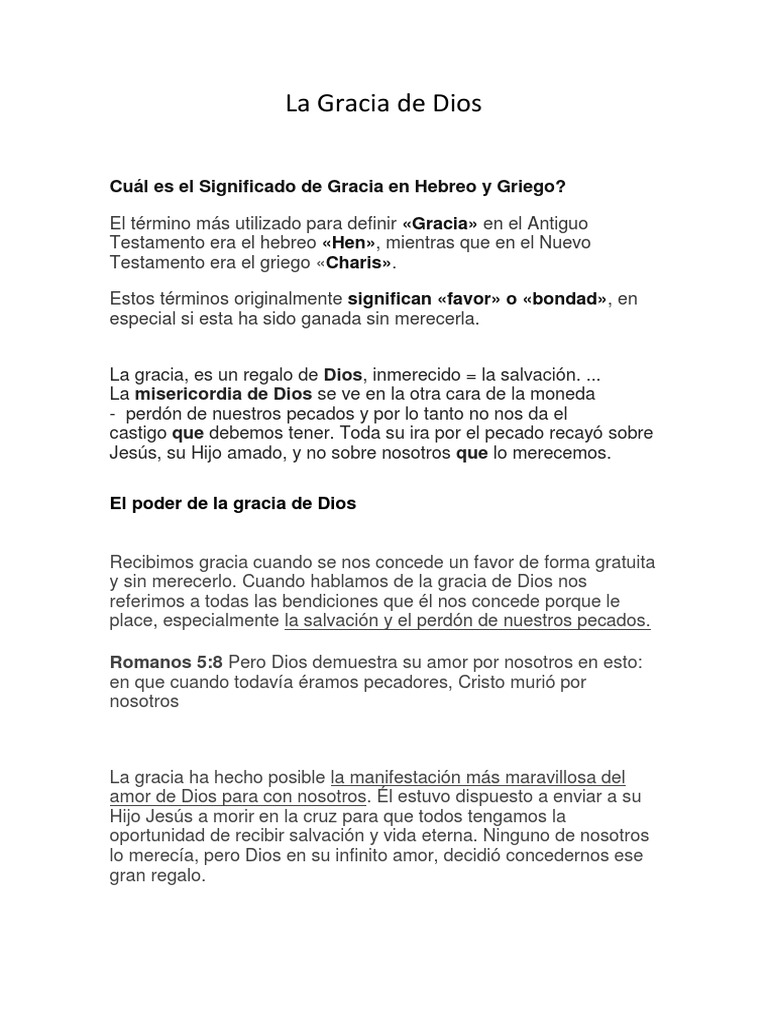Significado y Poder de la Gracia de Dios | PDF | Gracia en el ...