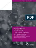 Literature Review of User Needs: Descriptive Metadata For Web Archiving