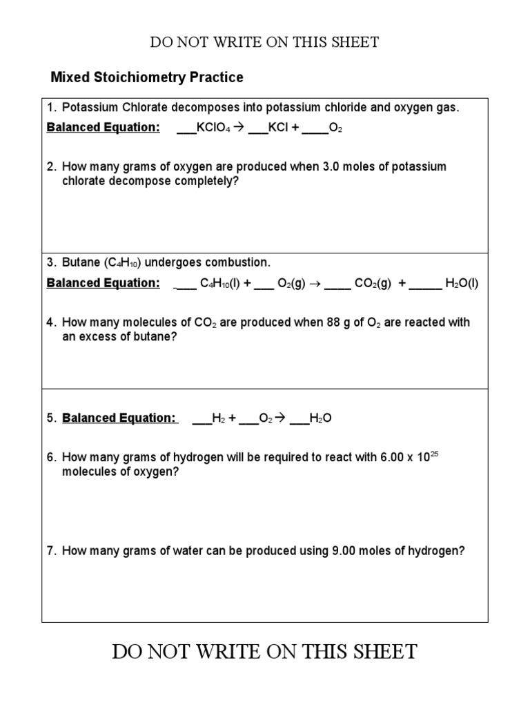 Mixed Stoichiometry Practice | PDF