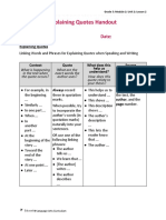 Explaining Quotes Handout