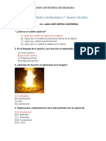Examen de Química Inorgánica Grado Decimo Periodo Uno: Colegio Adventista de Granada