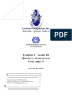 Quarter 1, Week 10 Quarterly Assessment Computer 9: La Salette of Quezon, Inc