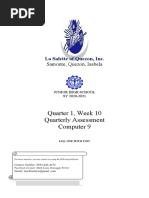 Quarter 1, Week 10 Quarterly Assessment Computer 9: La Salette of Quezon, Inc