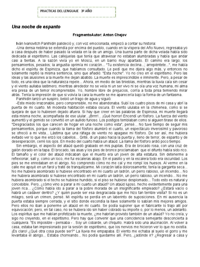 Una noche de espanto: relato de Chejov | PDF | Anton Chekhov | Edgar ...