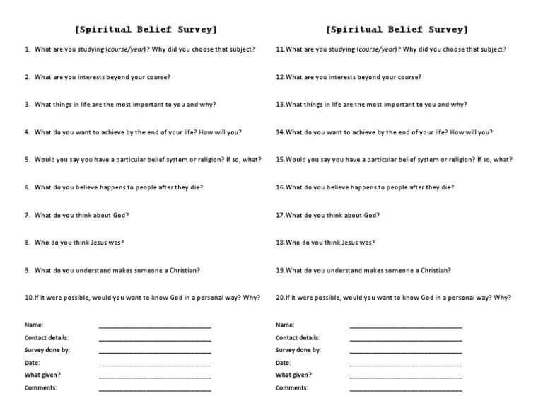 Spiritual Belief Survey | PDF | Career & Growth | Self-Improvement