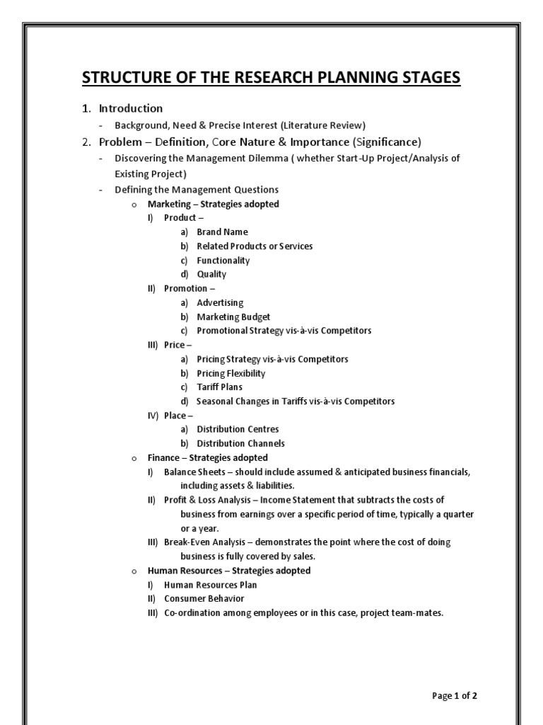 Structure of The Research Planning Stages | PDF | Competition | Marketing