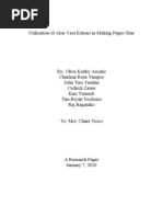 Download Utilization of Aloe Vera Extract in Making Paper Glue by Olive Keithy S Ascao SN50281108 doc pdf