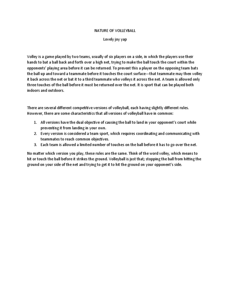 Nature of Volleyball PDF