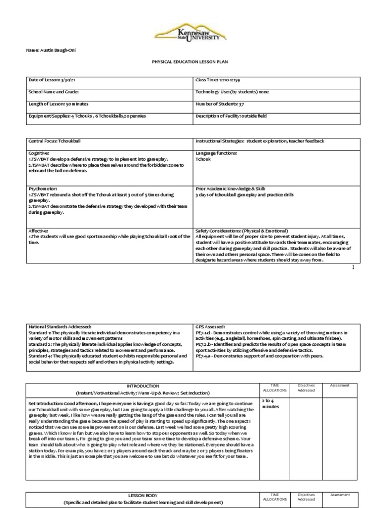 Tchoukball Lesson for 7th Graders | PDF | Physical Education ...