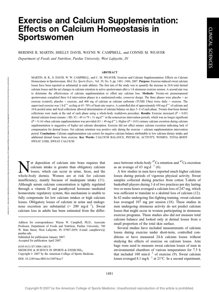 Exercise and Calcium Supplementation Effects On.6 PDF Dietary
