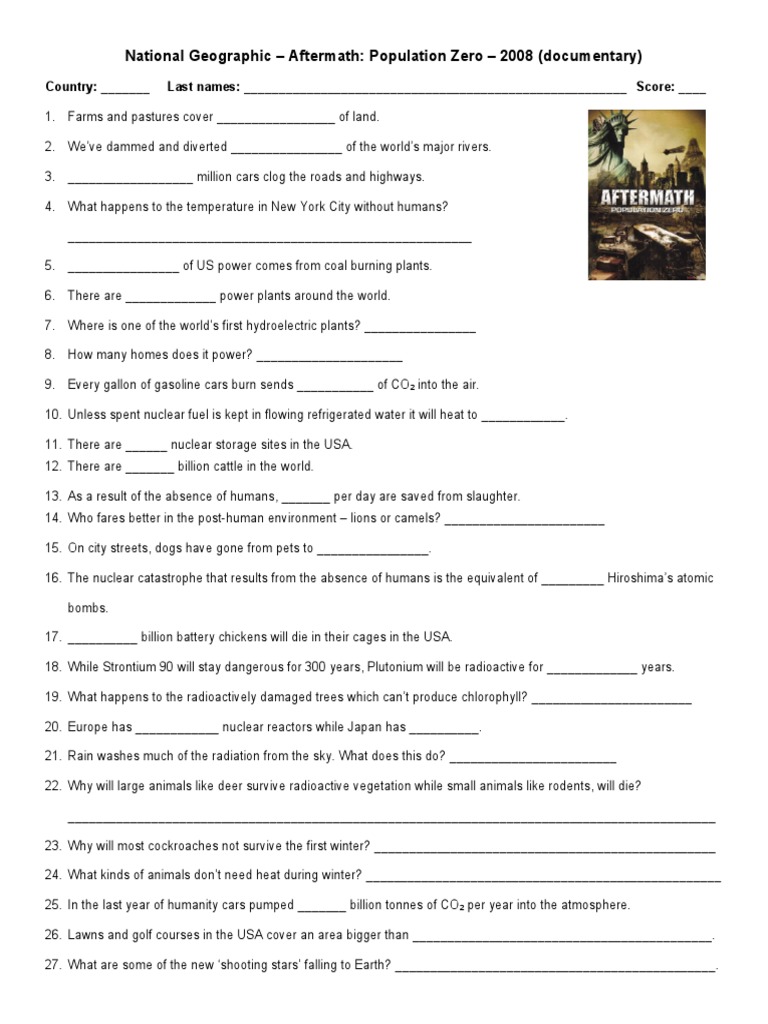 AFTERMATH Population Zero Worksheet | PDF | Sea | Nature