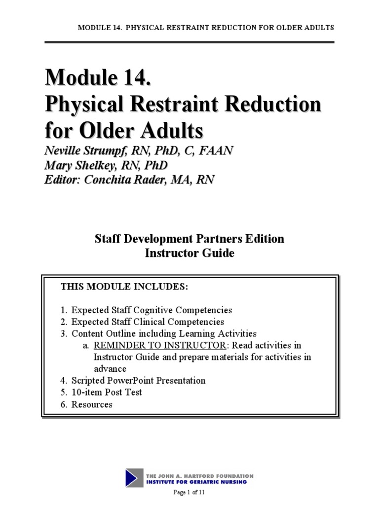 Physical Restraint Reduction For Older Adults | PDF | Surgery | Nursing