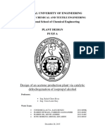 Design of an Acetone Production Plant via Catalytic Dehydrogenation of Isopropyl Alcohol