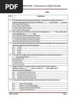 PRE-EXAMINATION - Introduction To Safety & Health: Name: Date: S.N - Questions