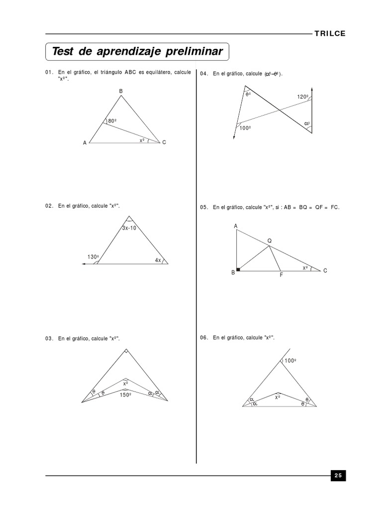 Ejercicios de Triángulos y Ángulos | PDF | Triángulo | Geometría triangular
